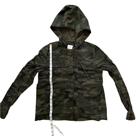 Sanctuary Green Camo Print Hooded Snap Front Utility Jacket size XXS - Picture 4 of 9